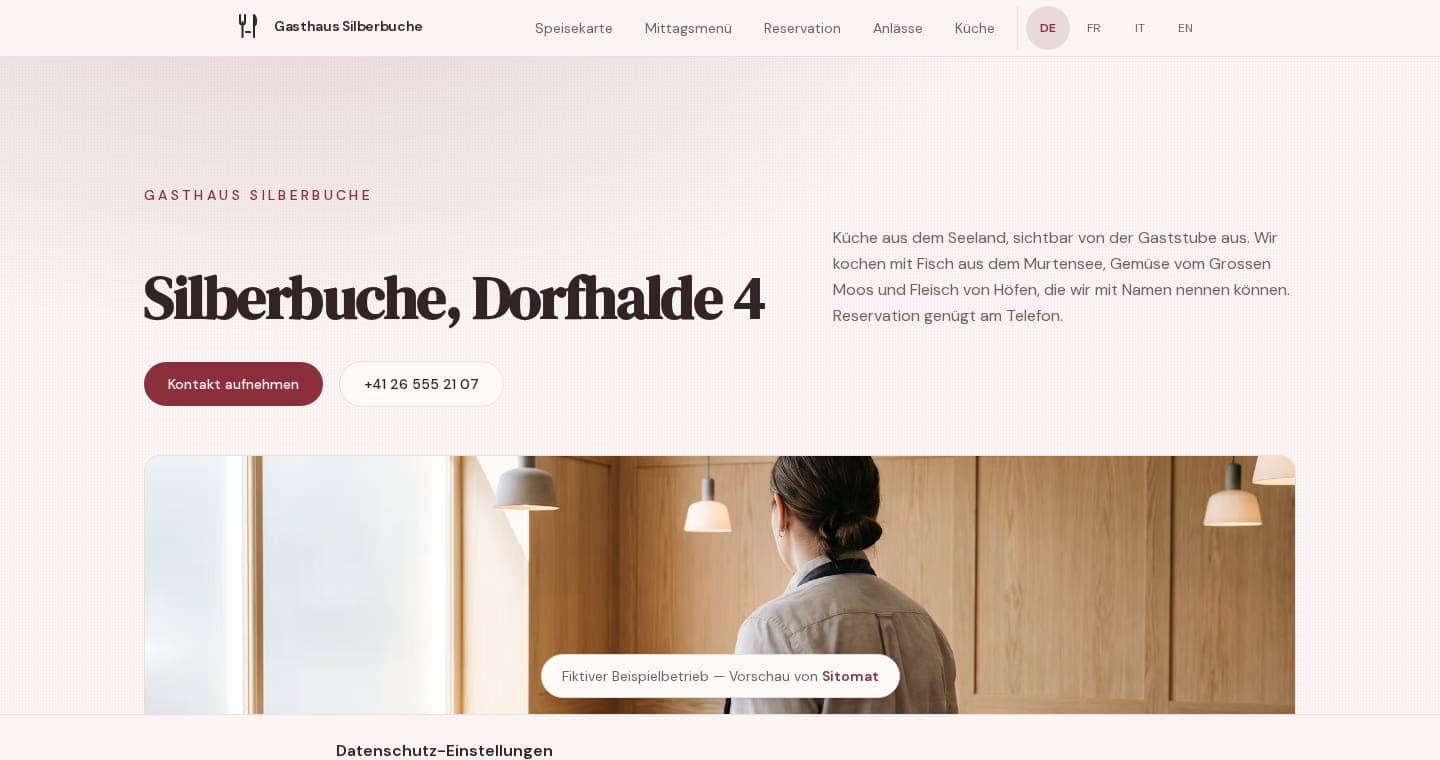 Die heutige Website von Gasthaus Silberbuche im Paket Premium.