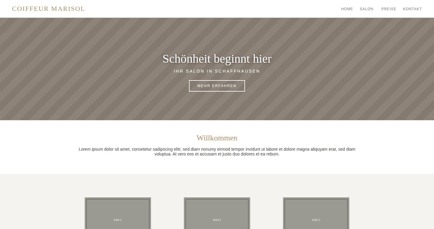 Nachbau der alten Website von Coiffeur Marisol: Baukasten-Vorlage von 2014.